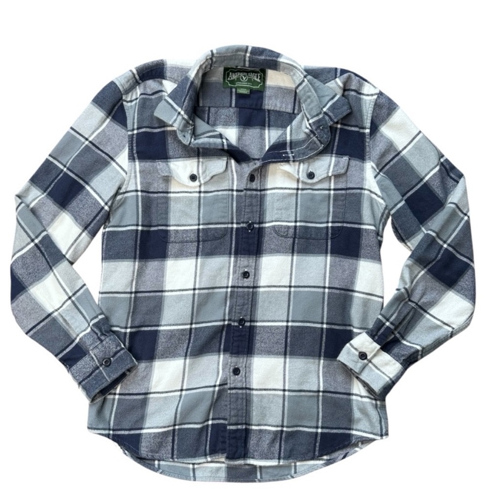 NEW! Mens American Eagle seriously soft plaid button up flannel long sleeve L AE